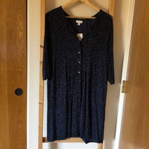 Blue floral Tunic button down dress